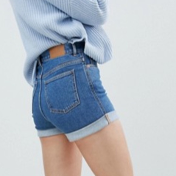 monki high waisted denim shorts